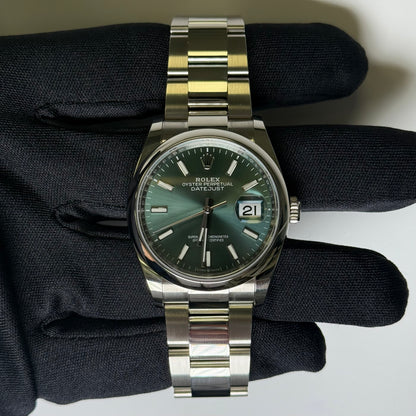 Rolex Datejust 36mm Green Dial Watch Ref# 126200 - Happy Jewelers Fine Jewelry Lifetime Warranty