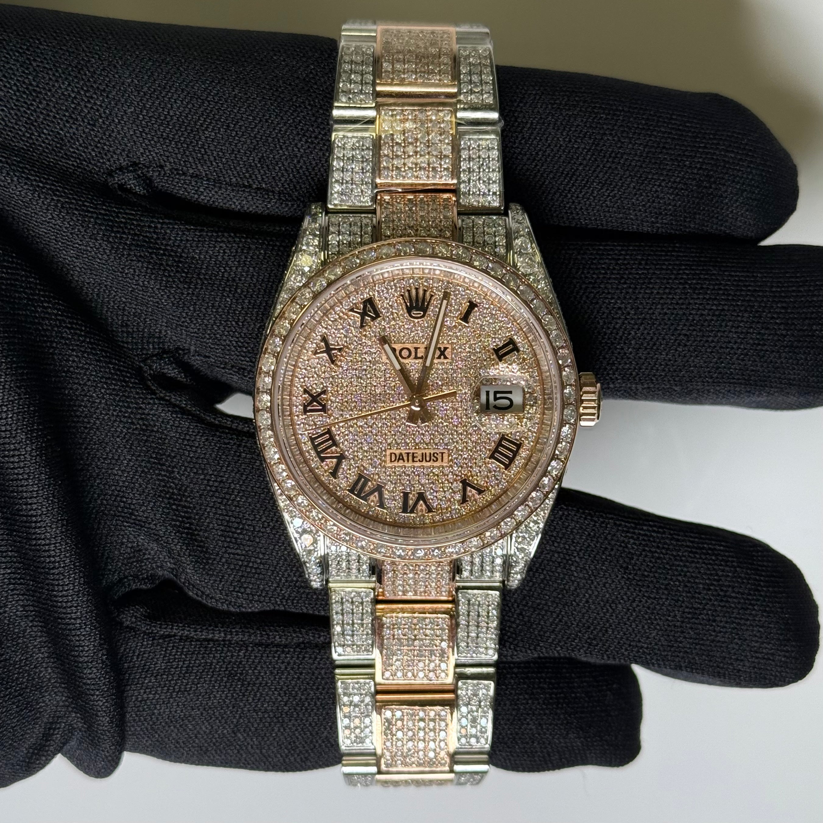 ROLLIE WATCH OUT！ Rolex Datejust 36mm Custom Iced Out Dial Watch Ref# 126231 – Happy