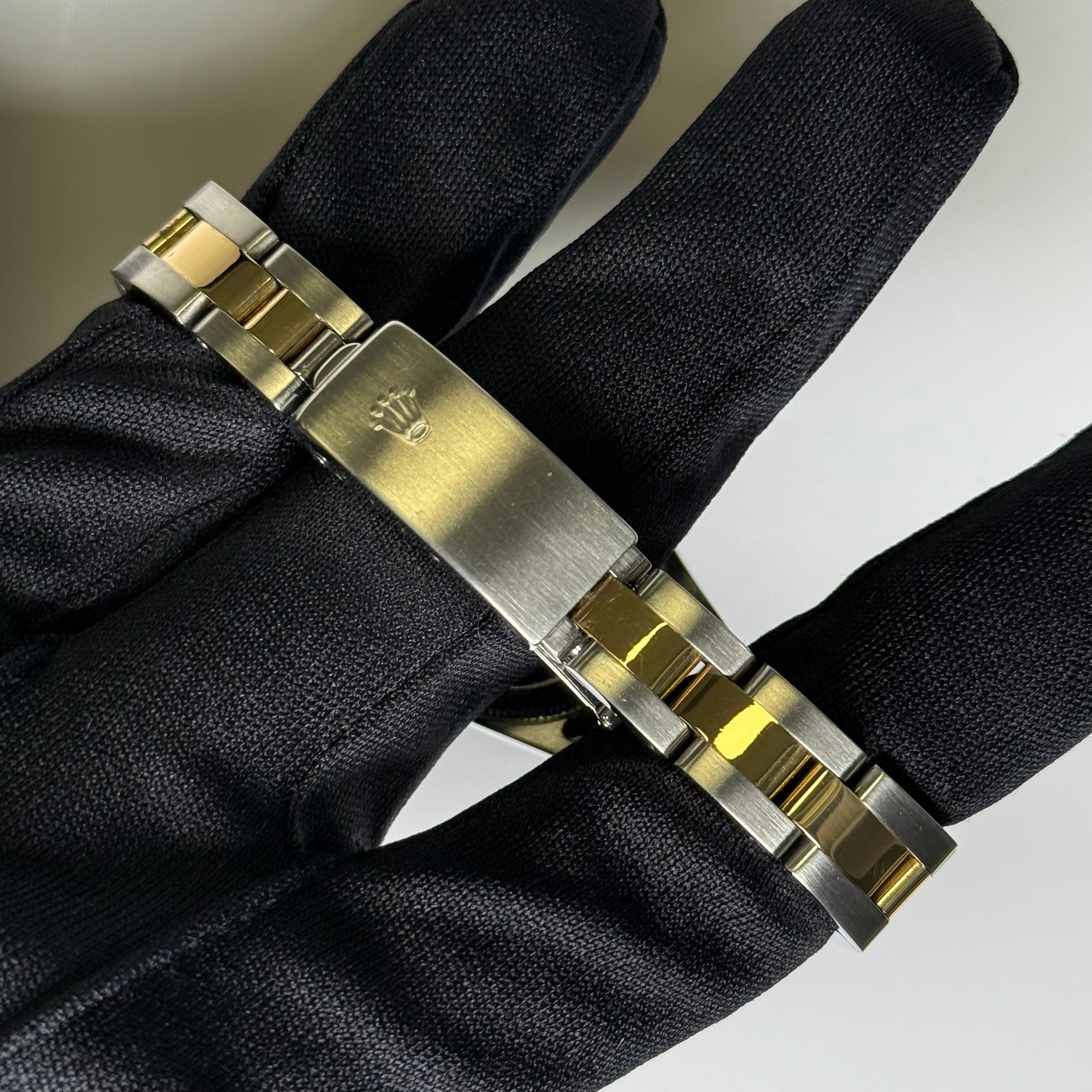 Rolex Oyster Perpetual 24mm Yellow Gold & Stainless Steel White Roman Dial Watch Reference# 67183 - Happy Jewelers Fine Jewelry Lifetime Warranty