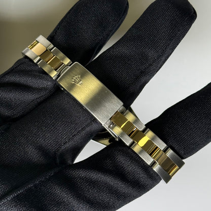 Rolex Oyster Perpetual 24mm Yellow Gold & Stainless Steel White Roman Dial Watch Reference# 67183 - Happy Jewelers Fine Jewelry Lifetime Warranty