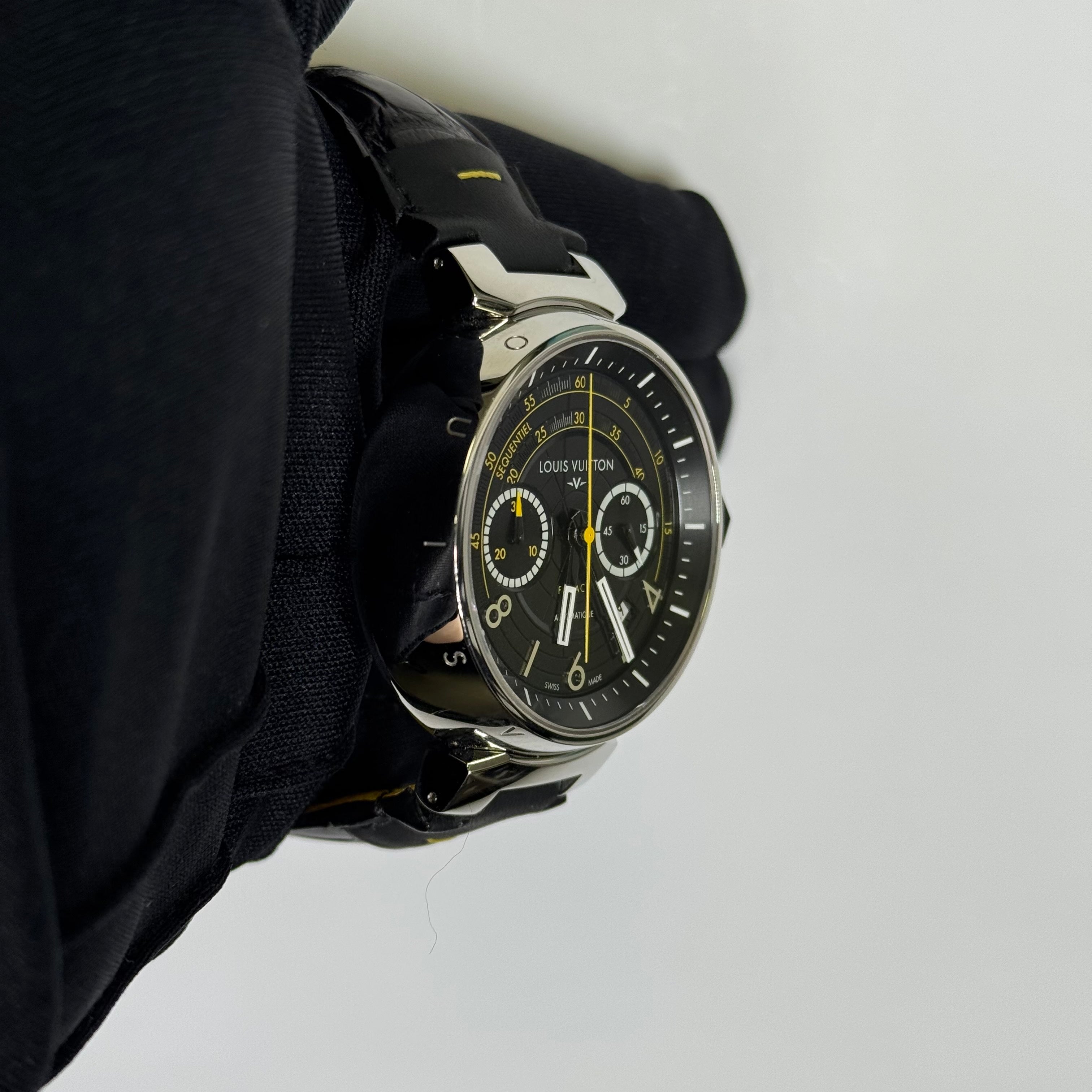 Louis Vuitton Tambour 44mm Black Dial Watch Ref# Q102B - Happy Jewelers Fine Jewelry Lifetime Warranty