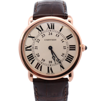 Cartier Ronde Louis 36mm 18K Rose Gold Cream Roman Dial Watch With Brown Leather Strap REF# W6800251 - Happy Jewelers Fine Jewelry Lifetime Warranty