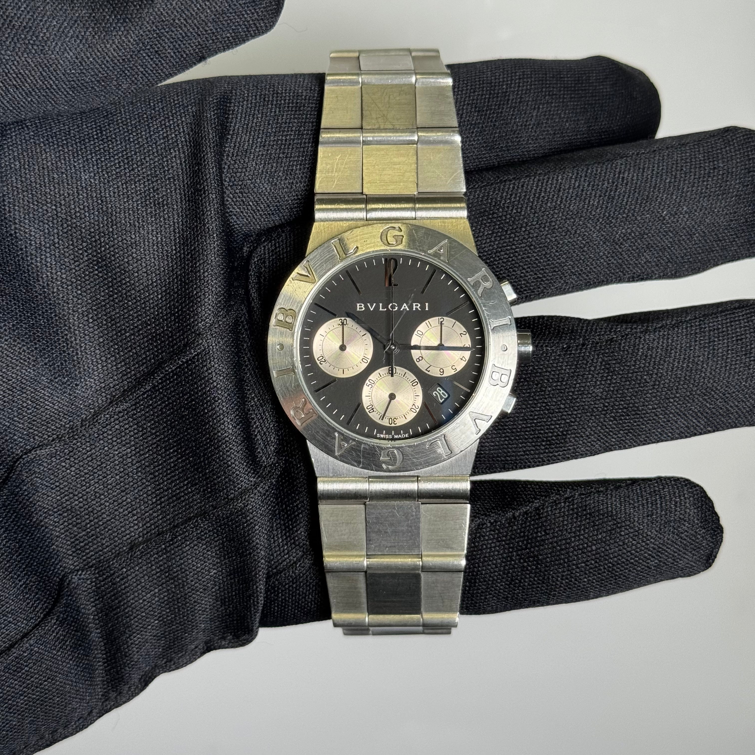 Bvlgari Diagono 36mm Black Chronograph Dial Watch Ref# CH35S