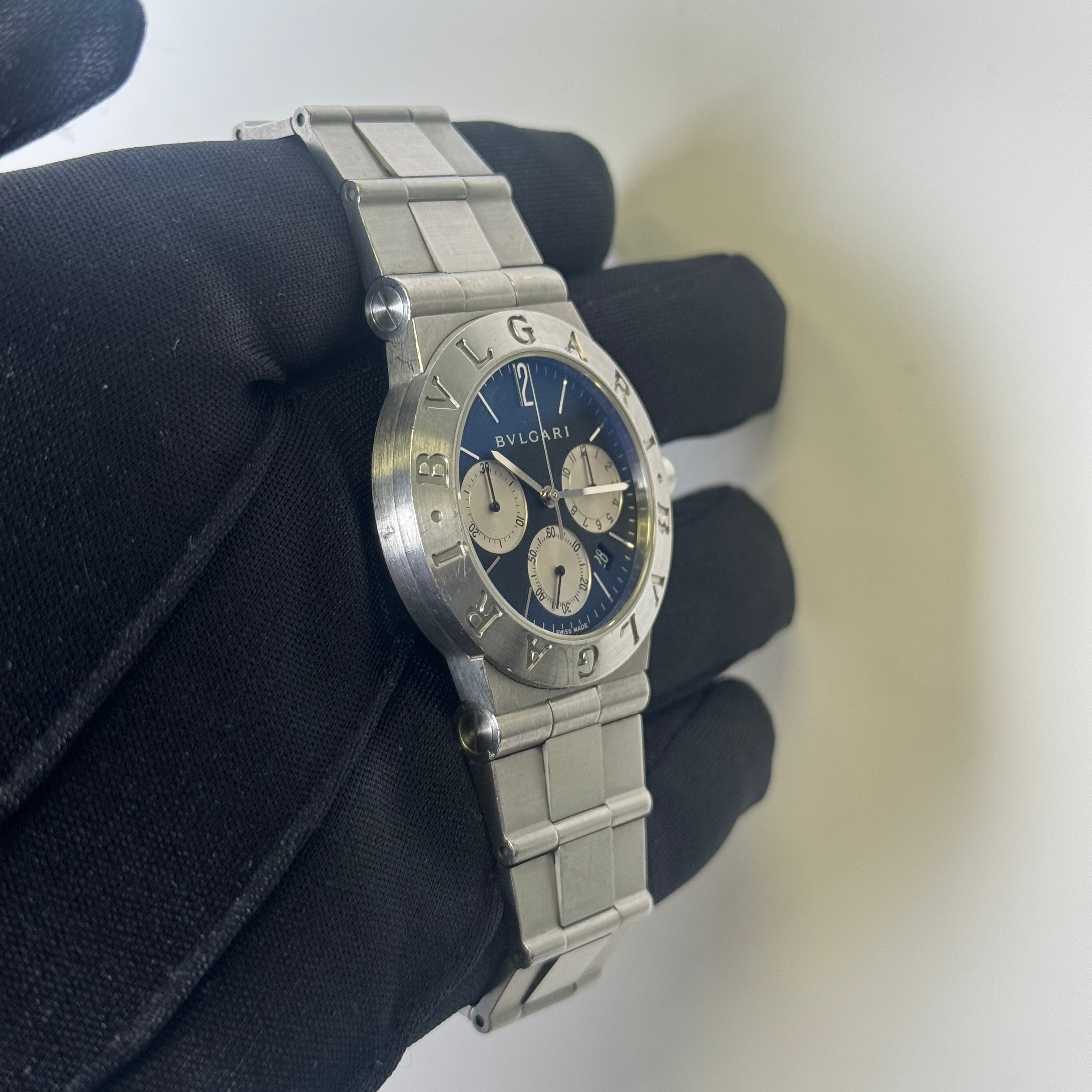 Bvlgari Diagono 36mm Black Chronograph Dial Watch Ref# CH35S - Happy Jewelers Fine Jewelry Lifetime Warranty