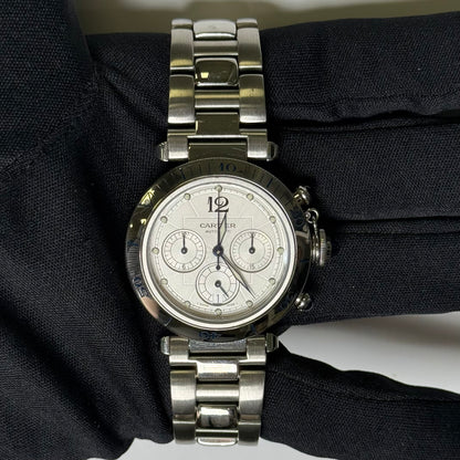 Cartier Pasha 38mm Silver Dial Watch Ref# W31030H3 - Happy Jewelers Fine Jewelry Lifetime Warranty