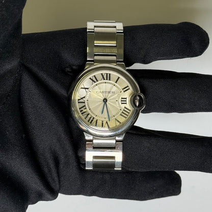 Cartier Ballon Bleu 36mm Silver Dial Watch Ref# W69011Z4 - Happy Jewelers Fine Jewelry Lifetime Warranty