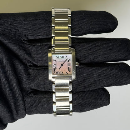 Cartier Tank Francaise 20x25mm Pink Mother of Pearl Dial Watch Reference #W51028Q3 - Happy Jewelers Fine Jewelry Lifetime Warranty