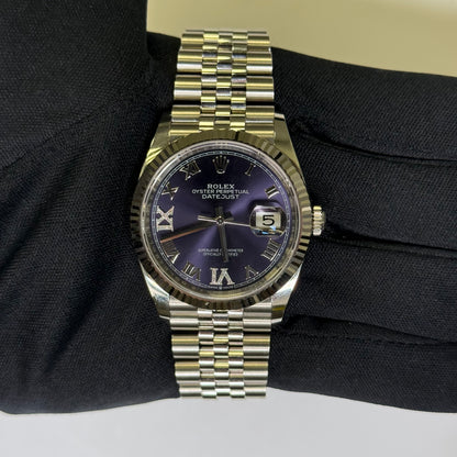 Rolex Datejust 36mm Purple Dial Watch Ref# 126234 - Happy Jewelers Fine Jewelry Lifetime Warranty