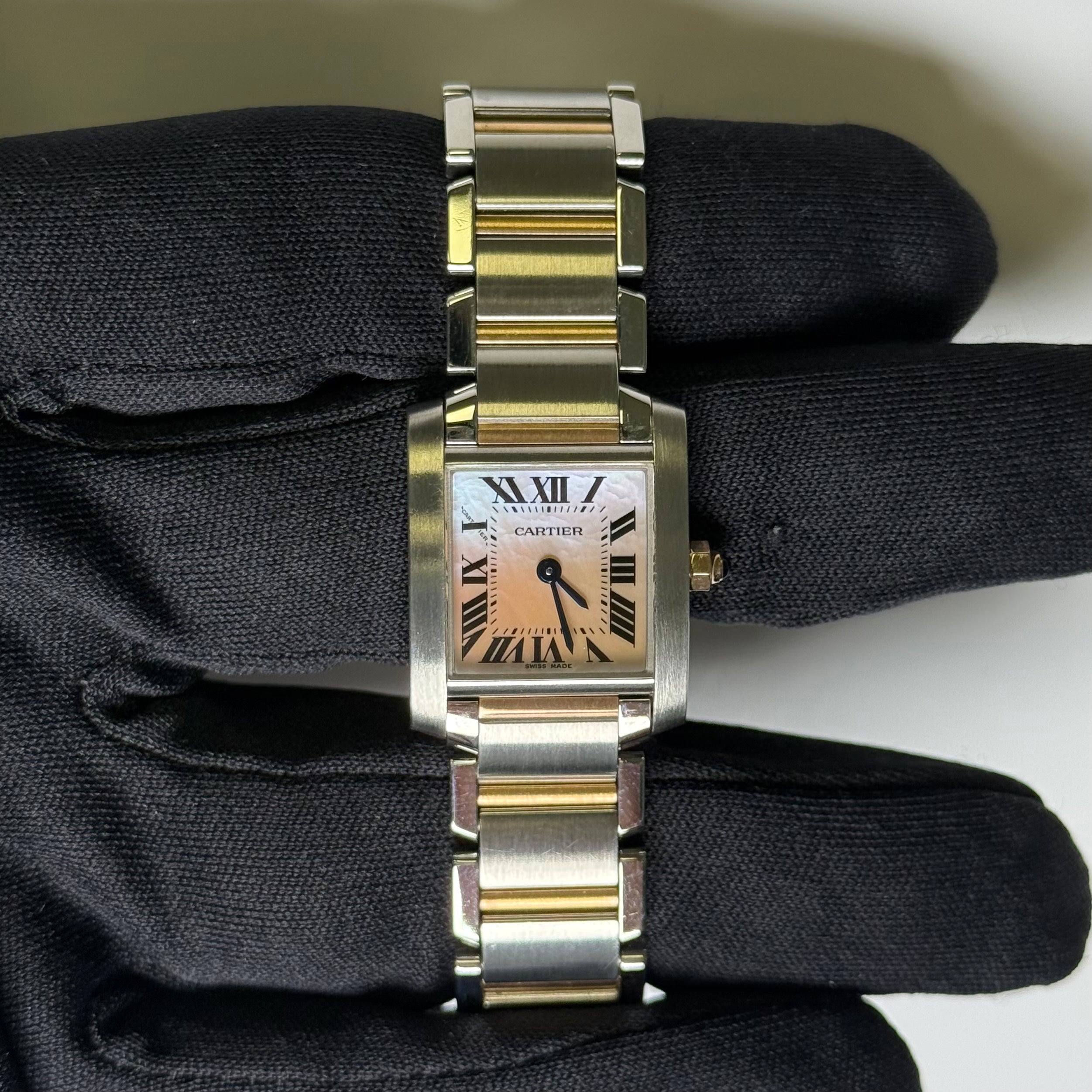 Cartier Tank 20mm Pink Mother of Pearl Dial Watch Ref# W51027Q4 - Happy Jewelers Fine Jewelry Lifetime Warranty