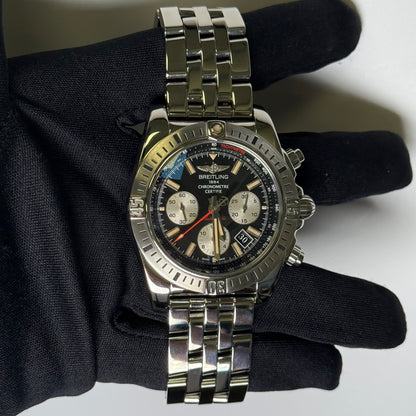 Breitling Chronomat 44mm Black Dial Watch Ref# AB0115 - Happy Jewelers Fine Jewelry Lifetime Warranty