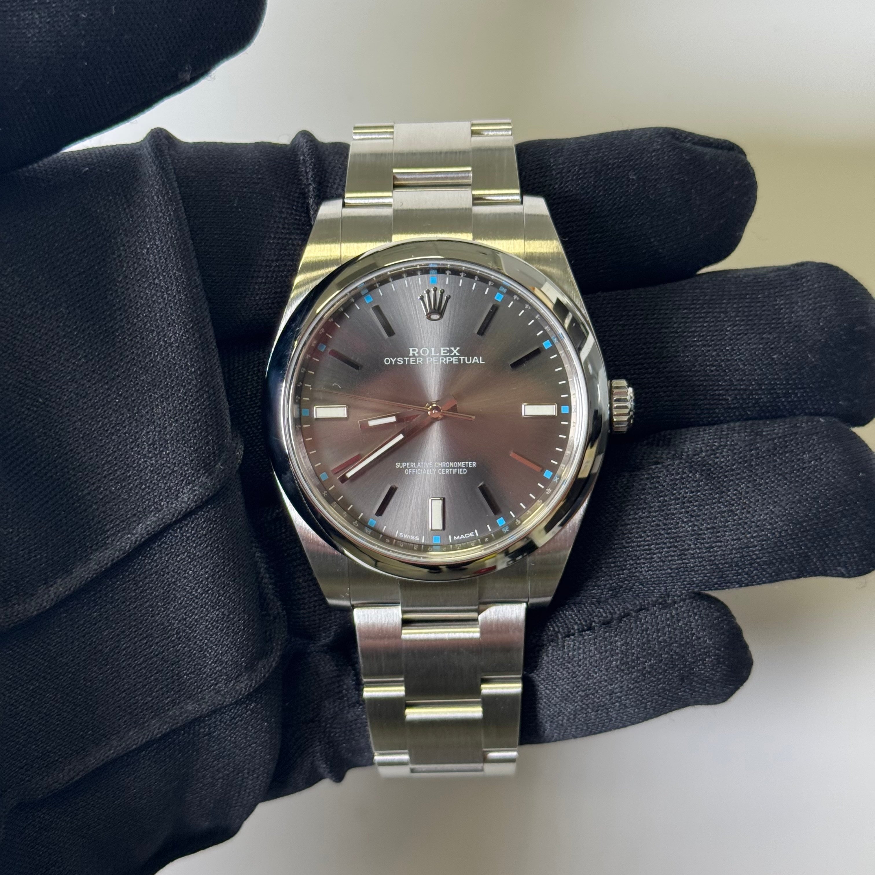 Rolex Oyster Perpetual 39mm Rhodium Dial Watch Ref# 114300 - Happy Jewelers Fine Jewelry Lifetime Warranty