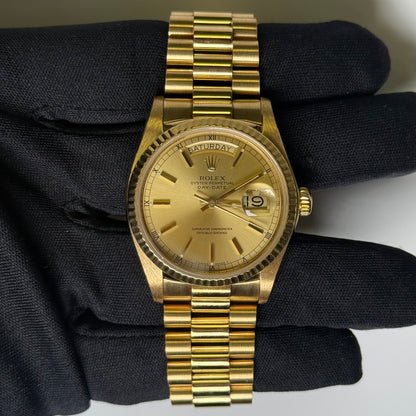 Rolex Day-Date 36mm Champagne Dial Watch Ref# 18038 - Happy Jewelers Fine Jewelry Lifetime Warranty