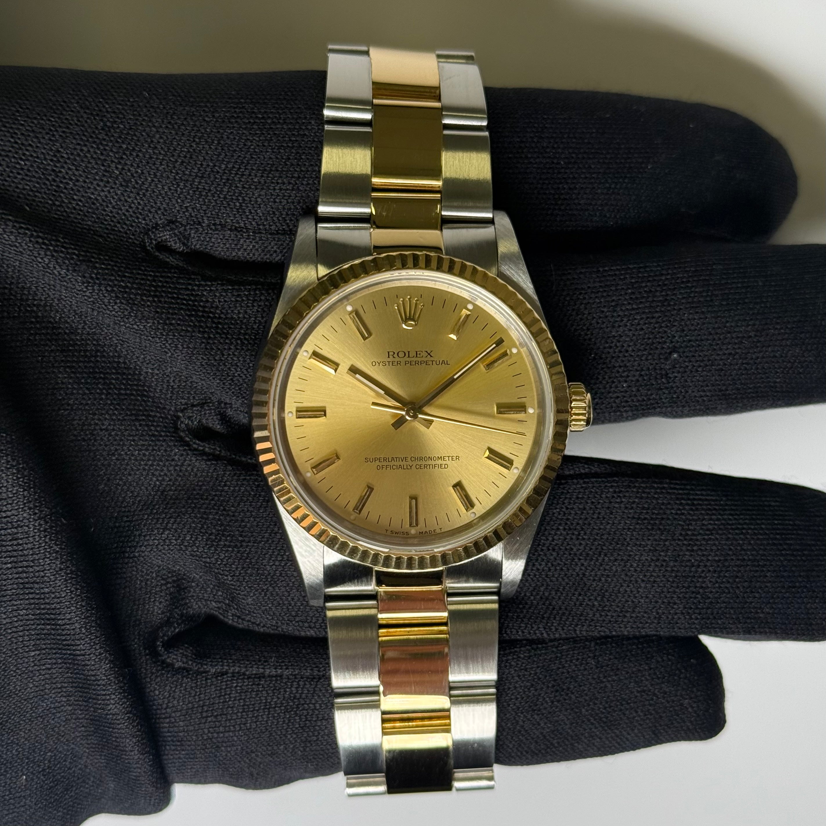 Rolex Oyster Perpetual 34mm Champagne Dial Watch Ref# 14233