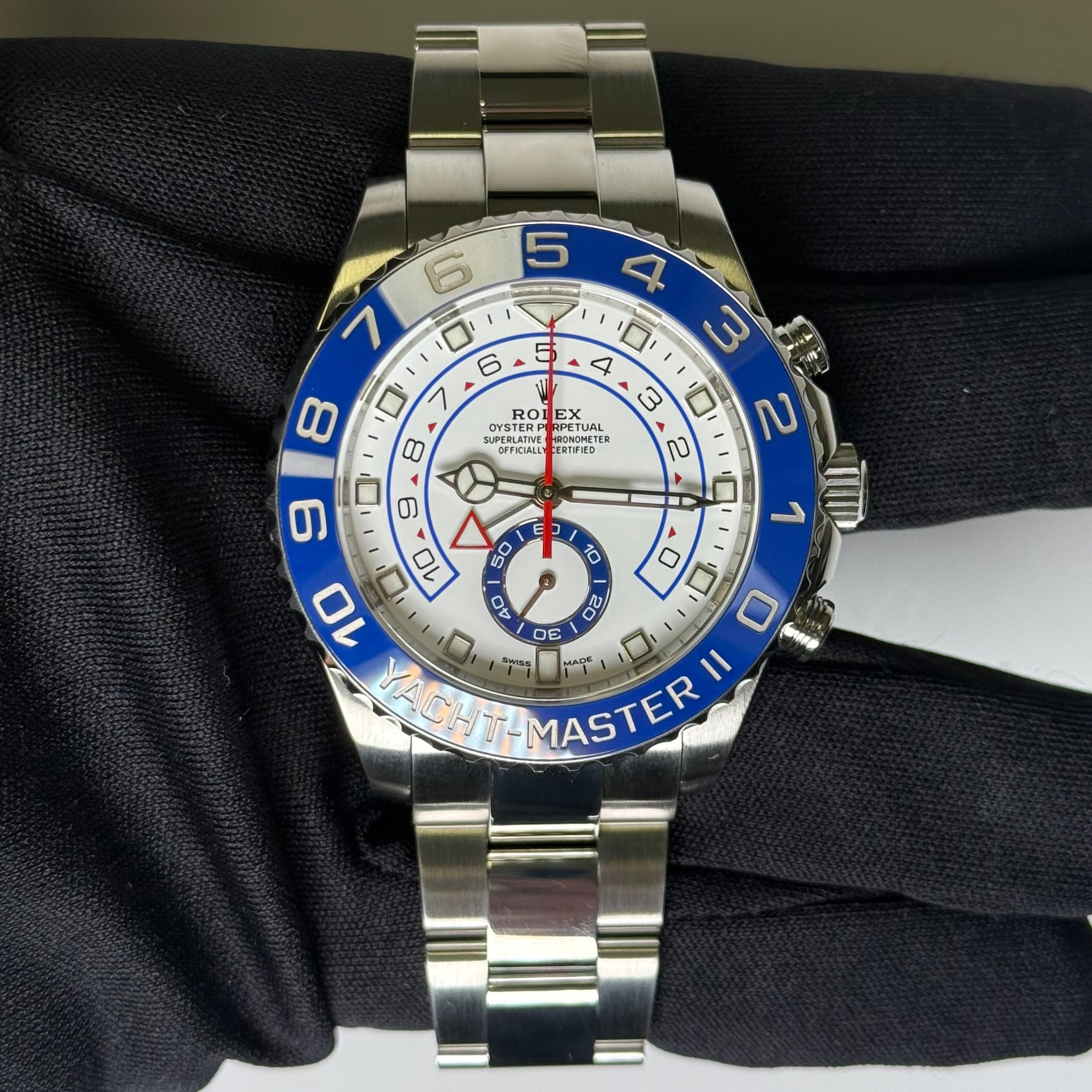 Rolex Yacht-Master II 44mm White Dial Watch Ref# 116680 - Happy Jewelers Fine Jewelry Lifetime Warranty