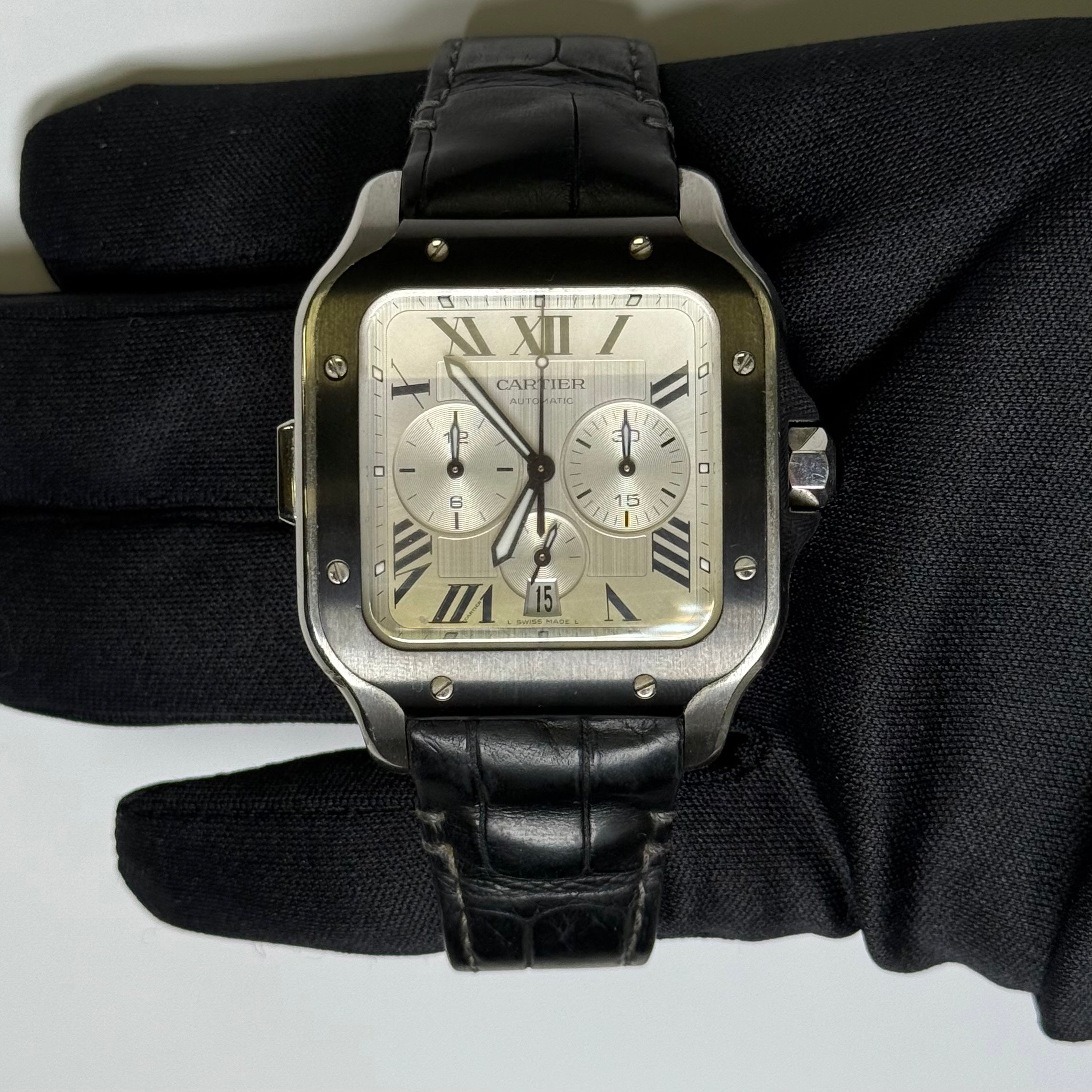 Cartier Santos 40mm Silver Dial Watch Ref# WSSA0017