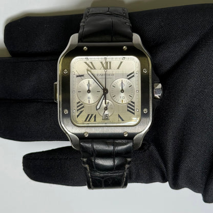 Cartier Santos 40mm Silver Dial Watch Ref# WSSA0017