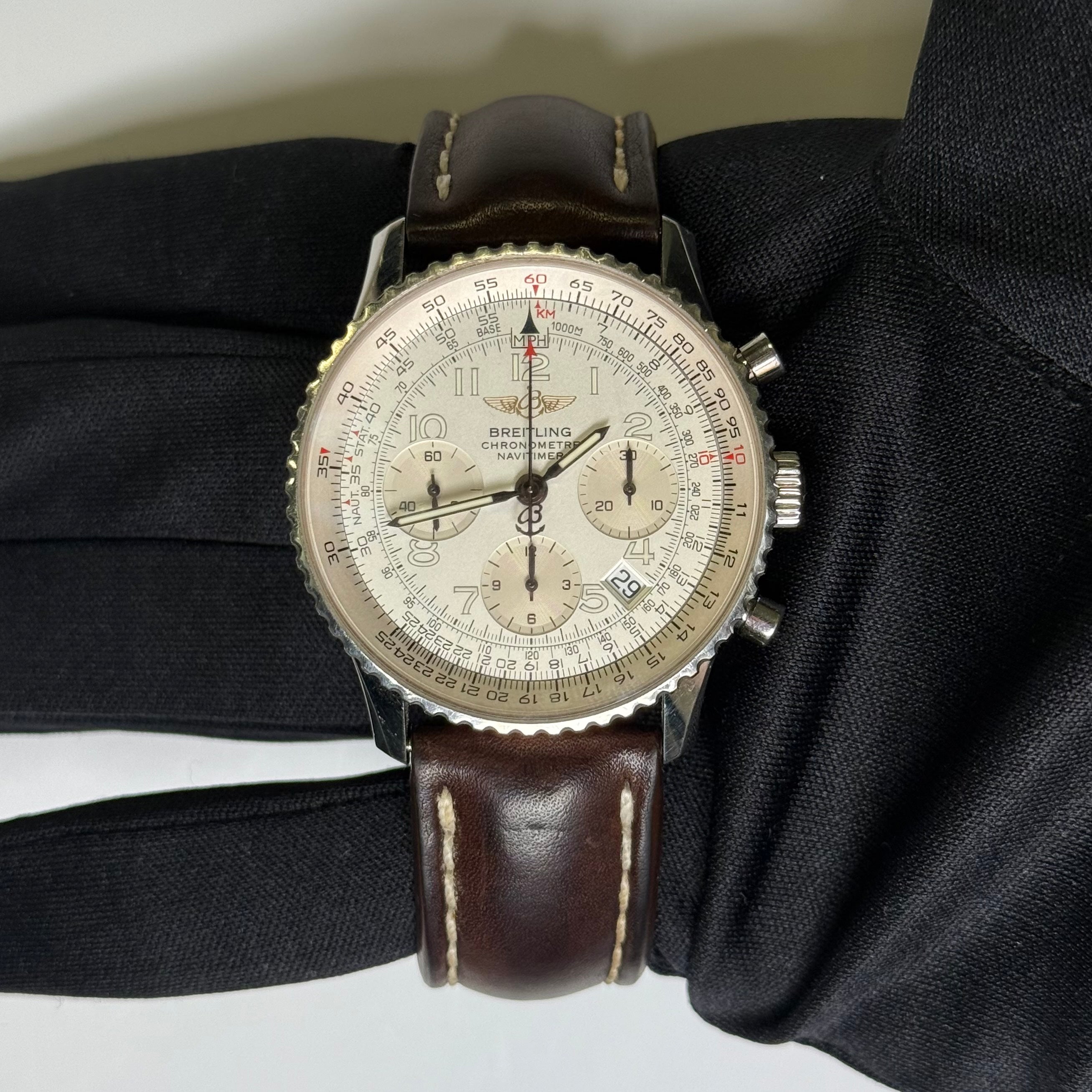 Breitling Navitimer 42mm Silver Dial Watch Ref# A23322 – Happy