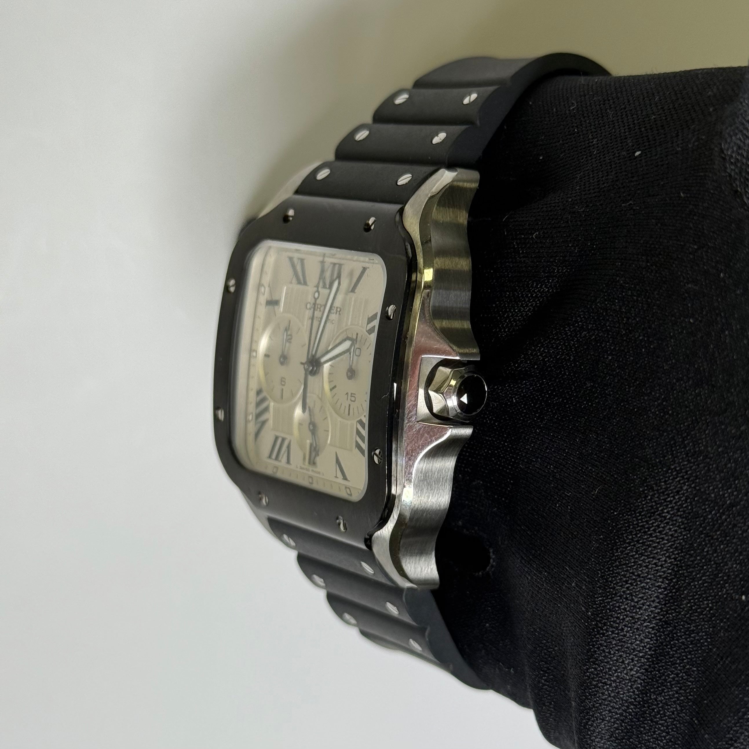 Cartier Santos 43.3mm White Dial Watch Ref# WSSA0017