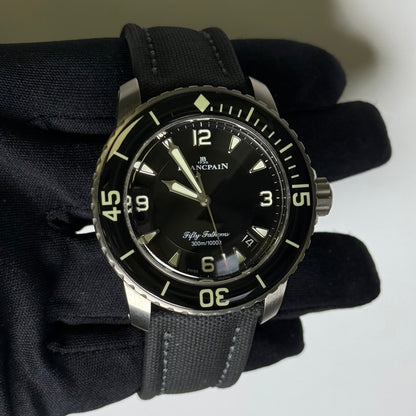 Blancpain Fifty Fathoms 45mm Black Dial Watch Ref# 5015-1130-52A - Happy Jewelers Fine Jewelry Lifetime Warranty