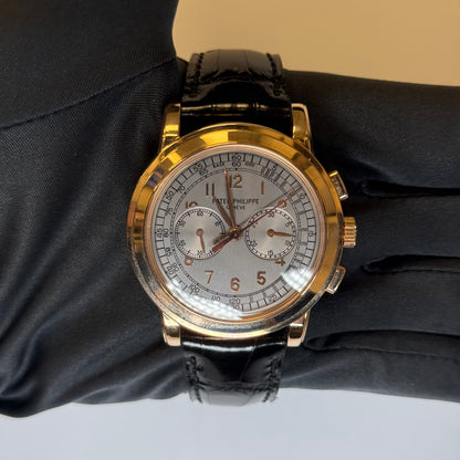 Patek Philippe Chronograph 42mm Silver Dial Watch Ref# 5070R-01 - Happy Jewelers Fine Jewelry Lifetime Warranty