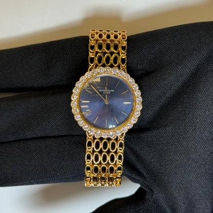 Patek Philippe Ladies 25mm Blue Dial Watch Ref# 4185/1 - Happy Jewelers Fine Jewelry Lifetime Warranty