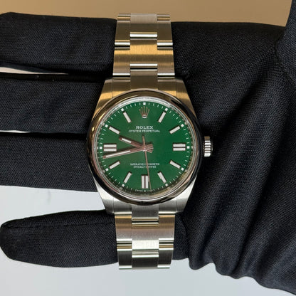 Rolex Oyster Perpetual 41mm Green Dial Watch Ref# 134300 - Happy Jewelers Fine Jewelry Lifetime Warranty