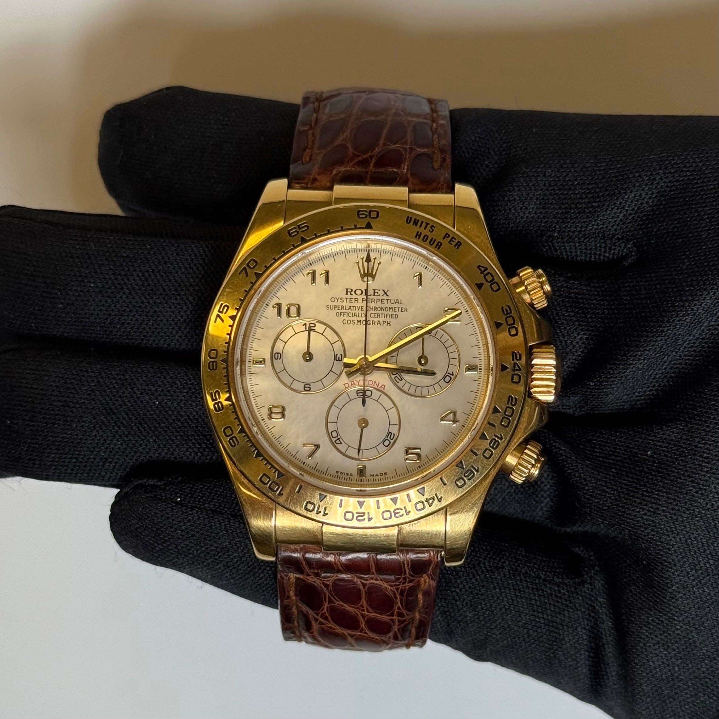 Rolex Daytona 40mm Mother of Pearl Dial Watch Ref# 16518 - Happy Jewelers Fine Jewelry Lifetime Warranty