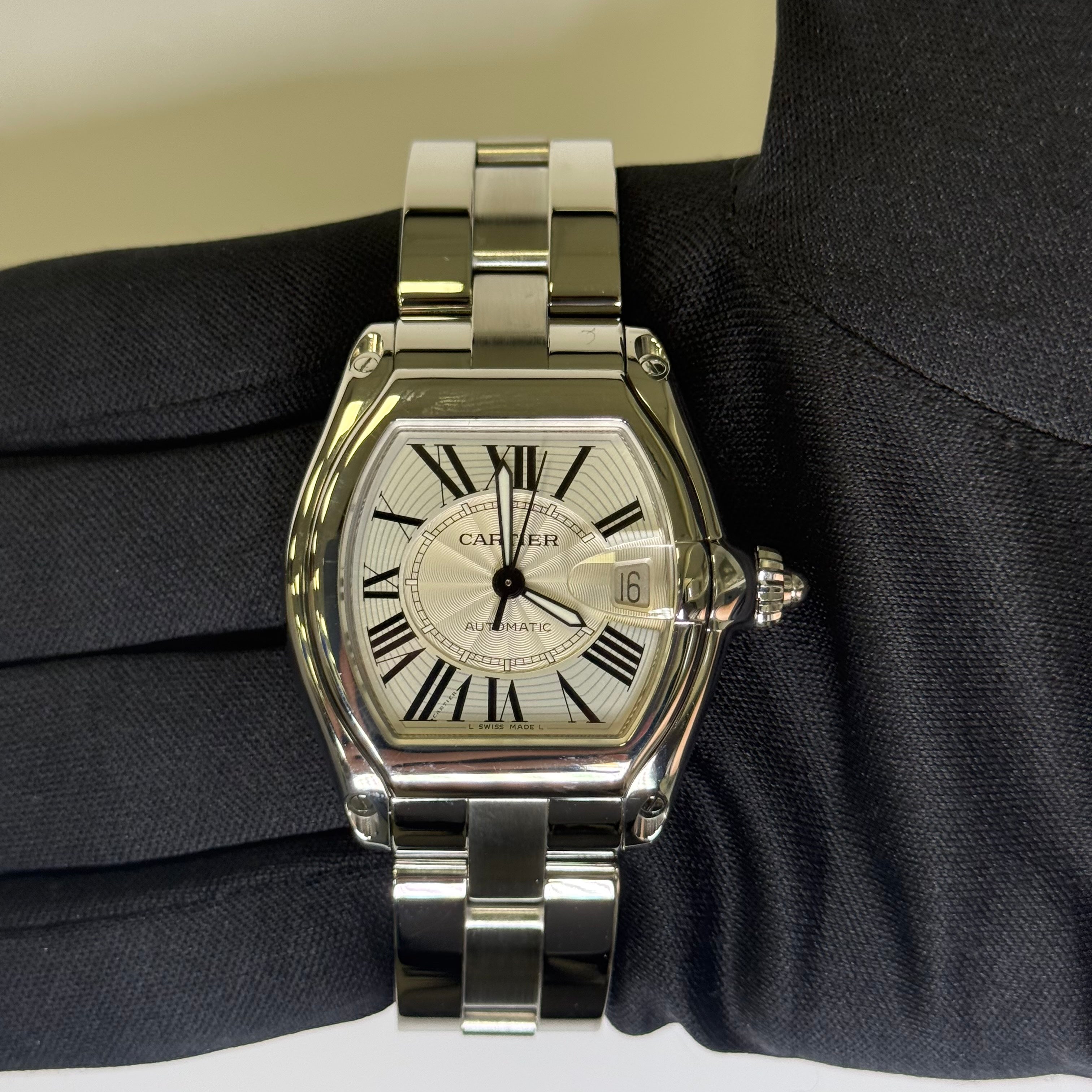 Cartier Roadster 35mm Silver Dial Watch Ref# W62025V3