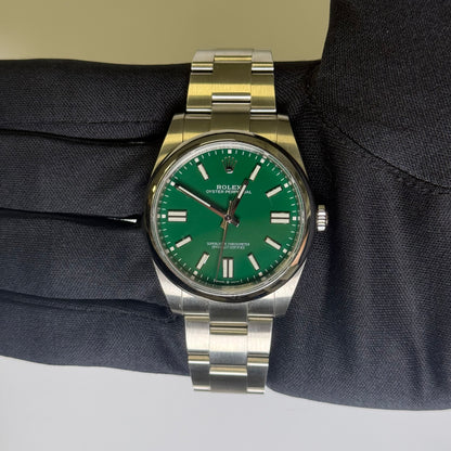 Rolex Oyster Perpetual 41mm Green Dial Watch Ref# 124300