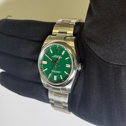 Rolex Oyster Perpetual 41mm Green Dial Watch Ref# 124300