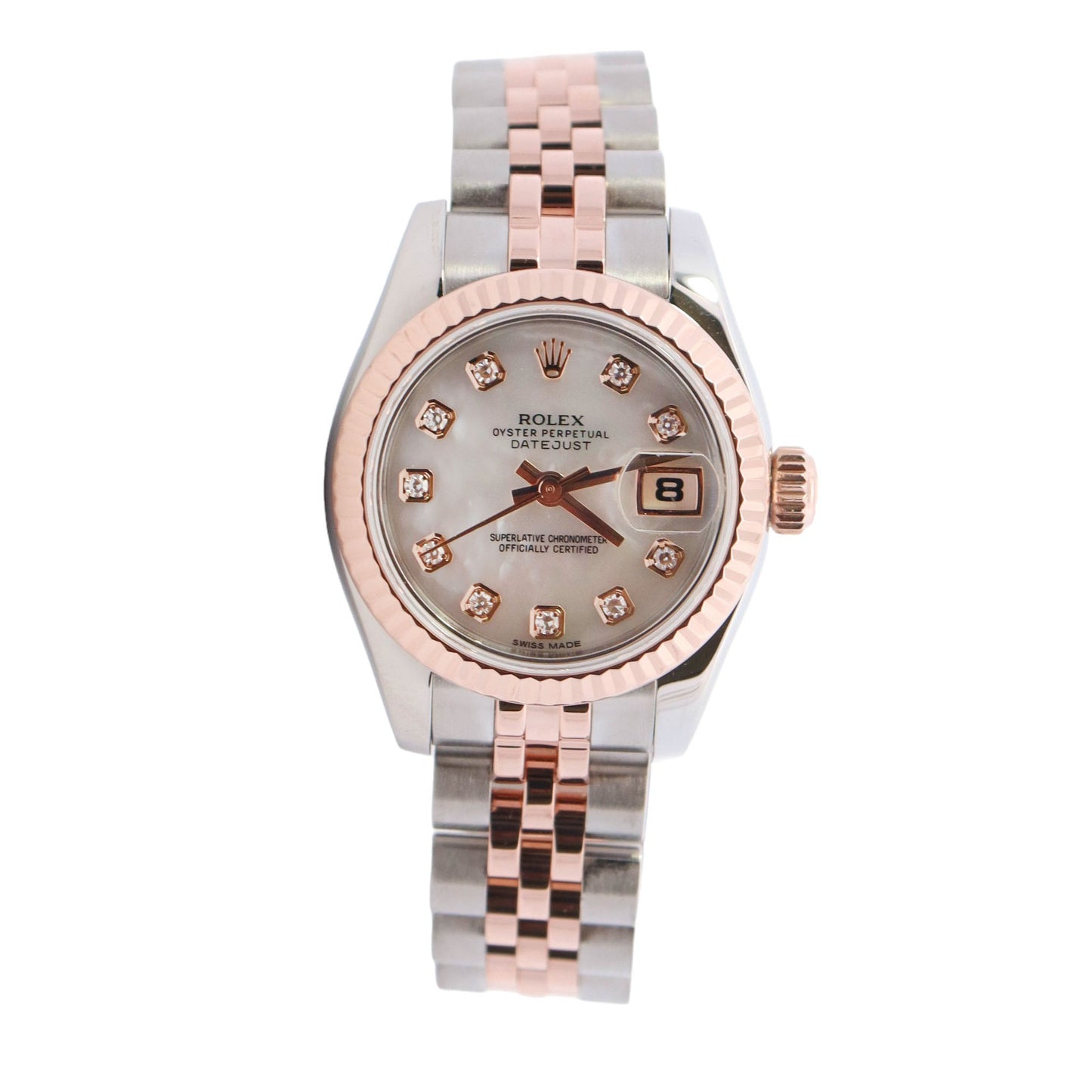 Rolex Datejust Two Tone Stainless Steel Rose Gold 26mm Factory Mop Diamond Dot Dial Watch Reference #: 179171 - Happy Jewelers Fine Jewelry Lifetime Warranty
