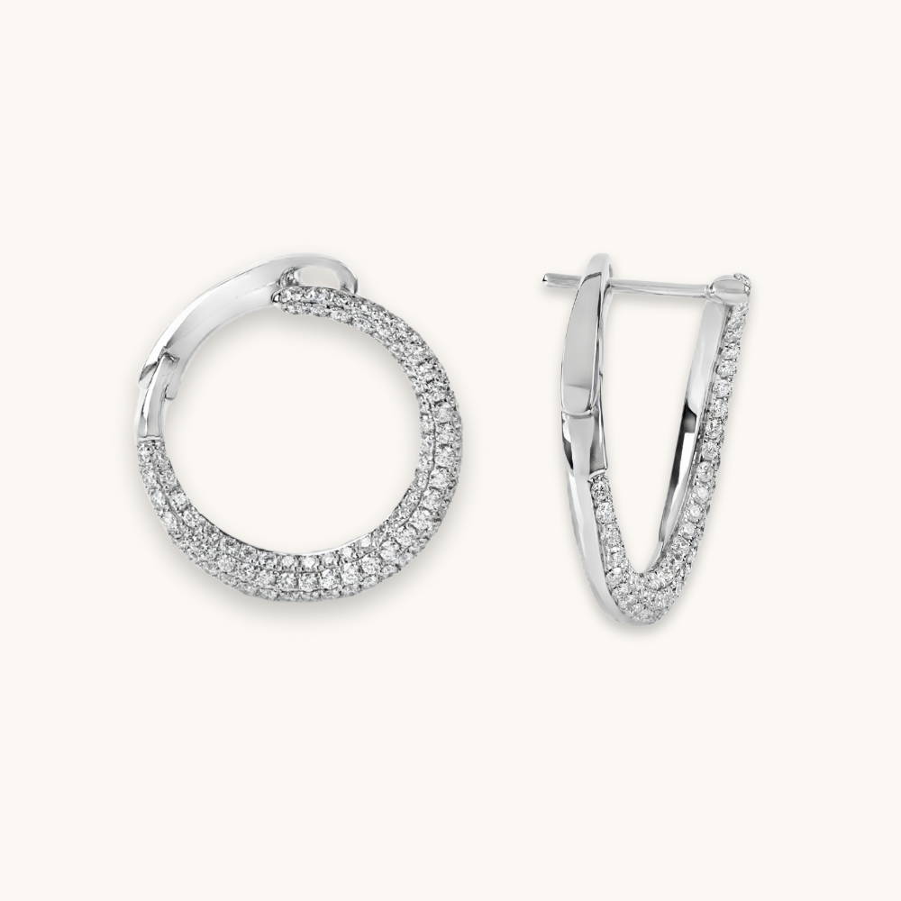 Diamond Pave Motion Hoops - Happy Jewelers Fine Jewelry Lifetime Warranty