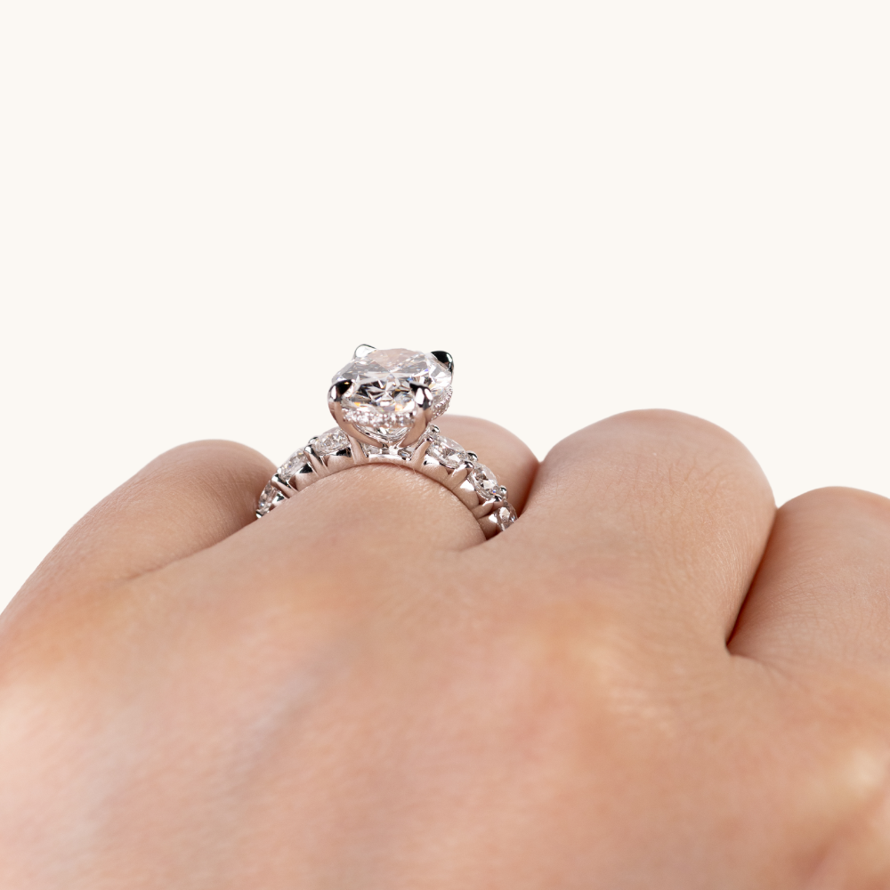 4.57 Oval Lab Diamond Engagement Ring with Hidden Halo - Happy Jewelers Fine Jewelry Lifetime Warranty