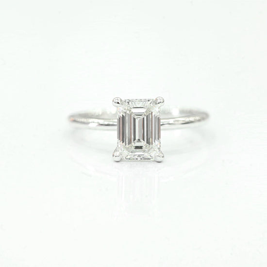 1.73 Carat Emerald Lab Grown Diamond Engagement Ring with Hidden Halo - Happy Jewelers Fine Jewelry Lifetime Warranty