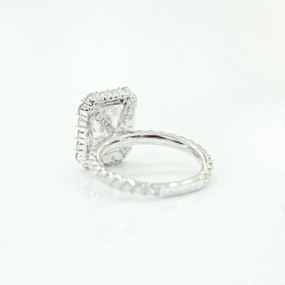 3.23 Carat Radiant Lab Grown Diamond Engagement Ring with Halo - Happy Jewelers Fine Jewelry Lifetime Warranty