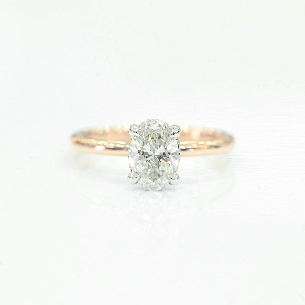 1.04 Carat Oval Lab Grown Diamond Engagement Ring with Hidden Halo - Happy Jewelers Fine Jewelry Lifetime Warranty