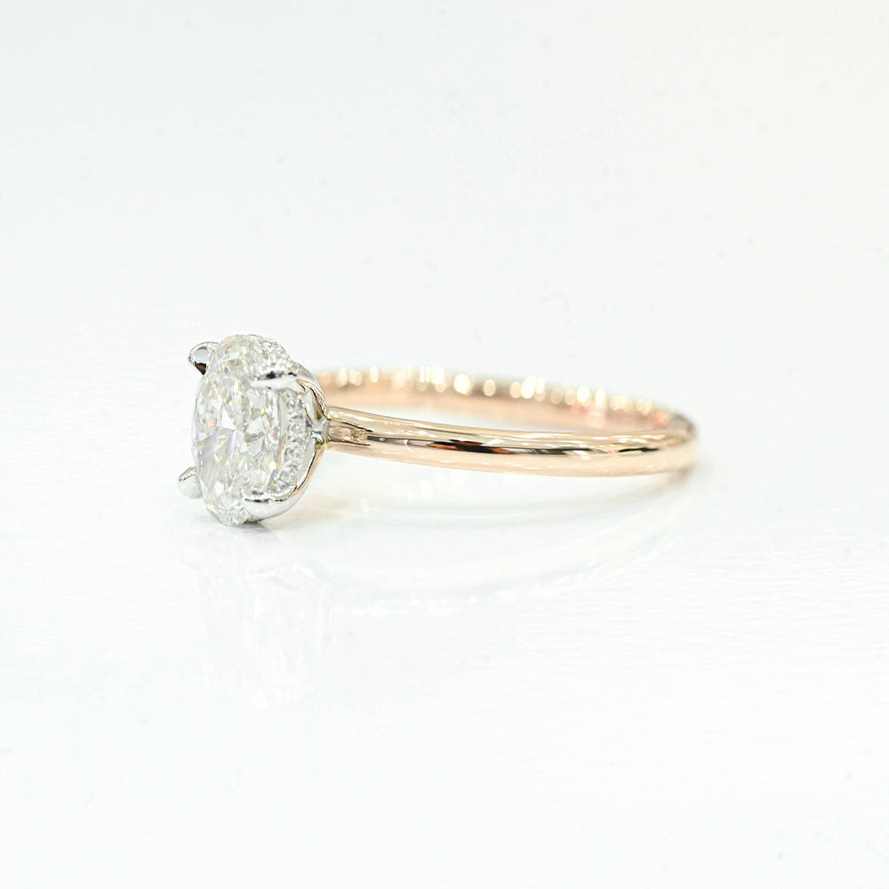 1.04 Carat Oval Lab Grown Diamond Engagement Ring with Hidden Halo - Happy Jewelers Fine Jewelry Lifetime Warranty