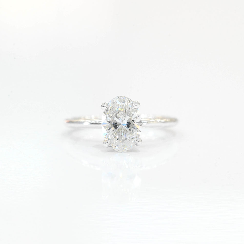 1.50 Carat Oval Lab Created Diamond Engagement Ring with Halo