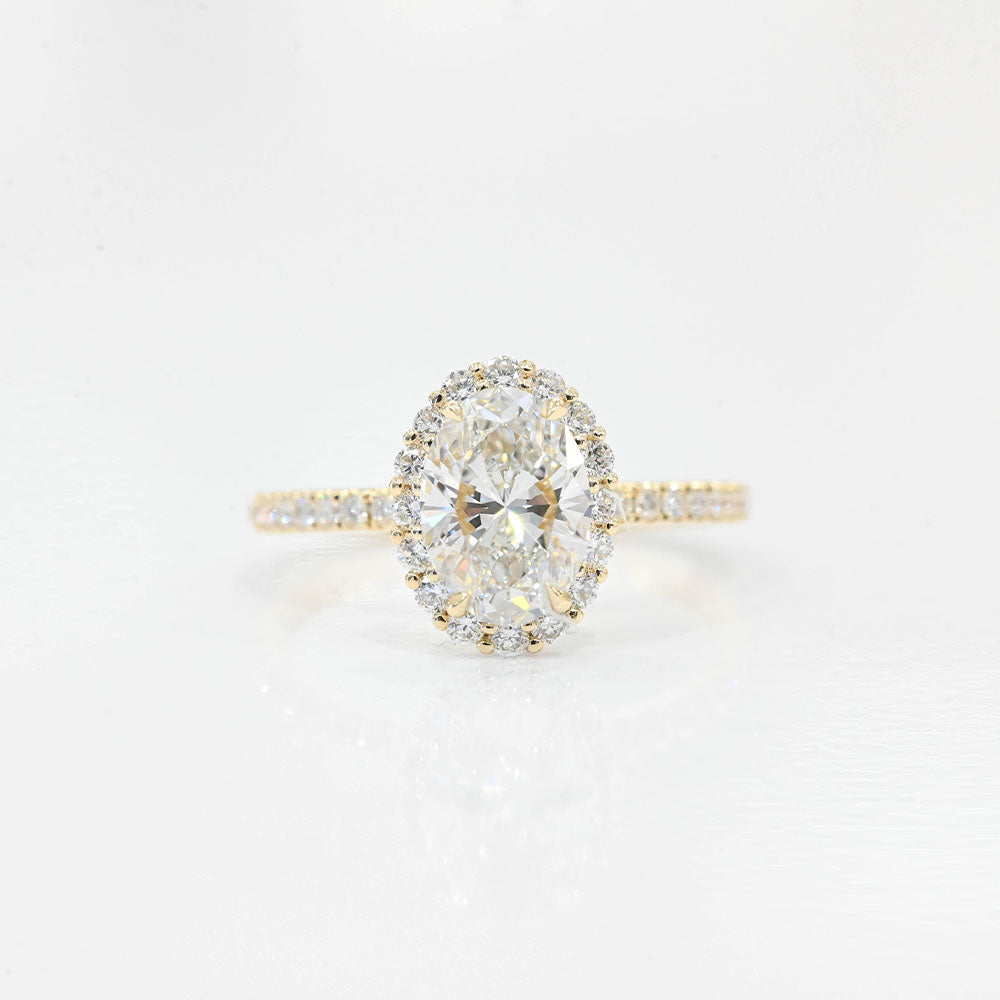 1.53 Carat Oval Lab Grown Diamond Engagement Ring with Halo - Happy Jewelers Fine Jewelry Lifetime Warranty