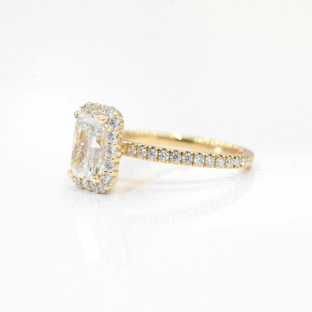 1.80 Carat Radiant Lab Grown Diamond Engagement Ring with Halo - Happy Jewelers Fine Jewelry Lifetime Warranty