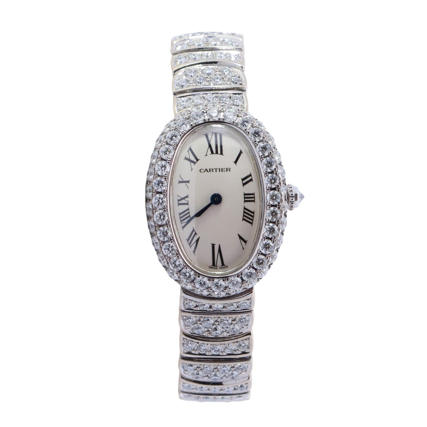 Cartier Baignoire White Gold 26mm White Roman Dial Watch Reference# 1955 - Happy Jewelers Fine Jewelry Lifetime Warranty