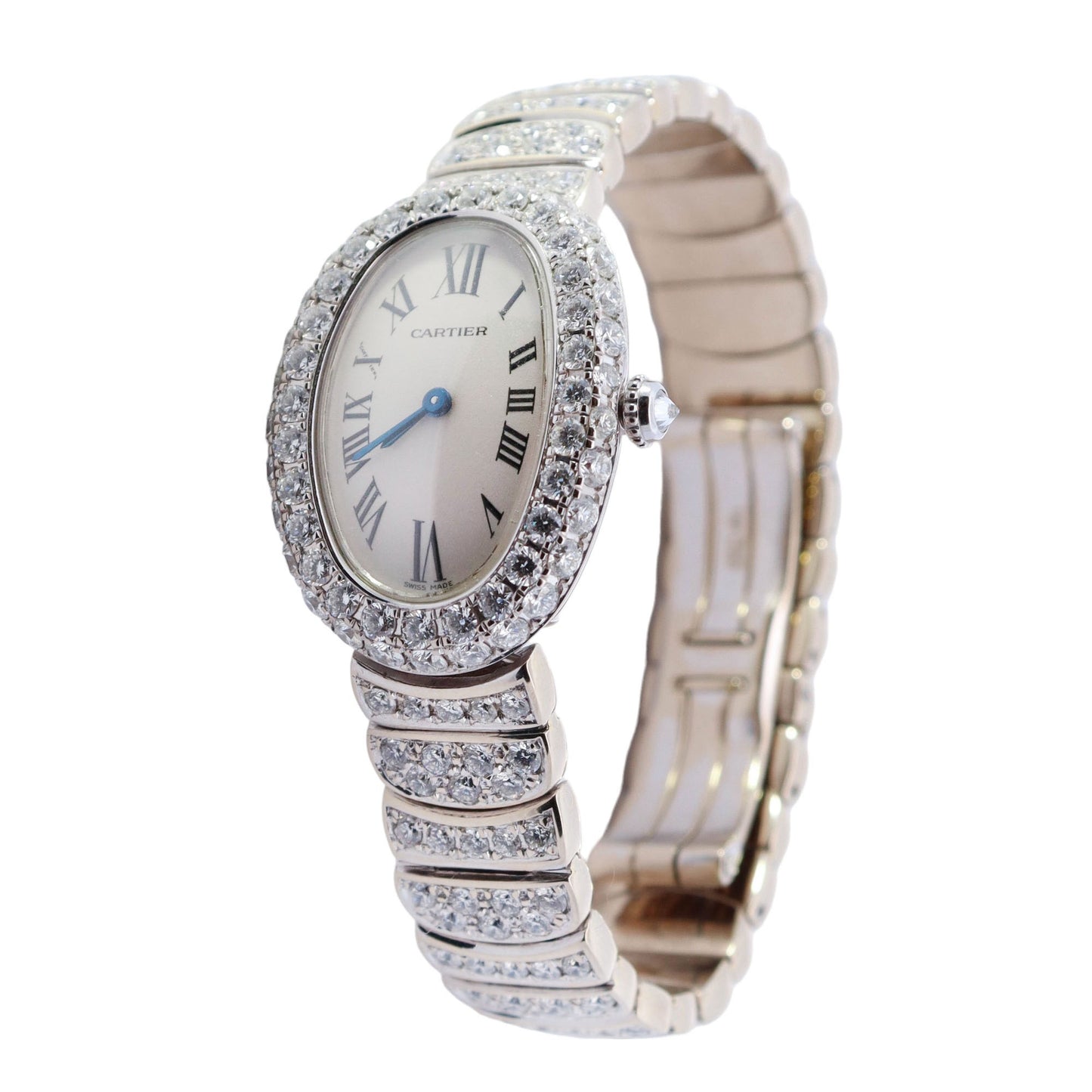 Cartier Baignoire White Gold 26mm White Roman Dial Watch Reference# 1955 - Happy Jewelers Fine Jewelry Lifetime Warranty