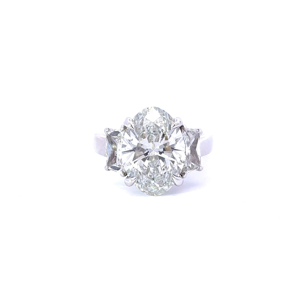 5.14 Carat Oval Lab Grown Diamond 3 Stone Engagement Ring - Happy Jewelers Fine Jewelry Lifetime Warranty