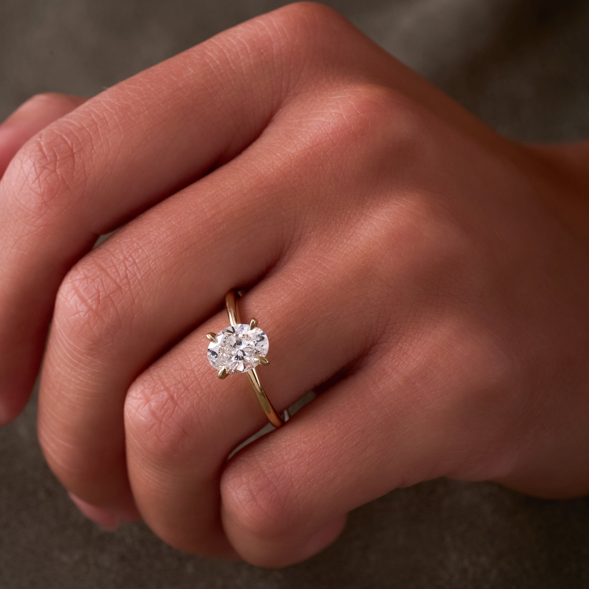 1.54 Oval Natural Diamond Engagement Ring with Solitaire Band