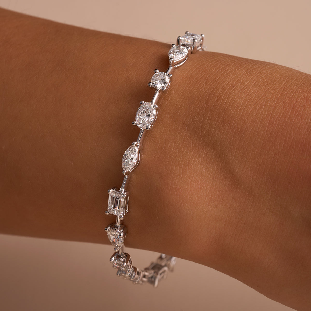 Lab Multi East West Diamond Spaced Tennis Bracelet