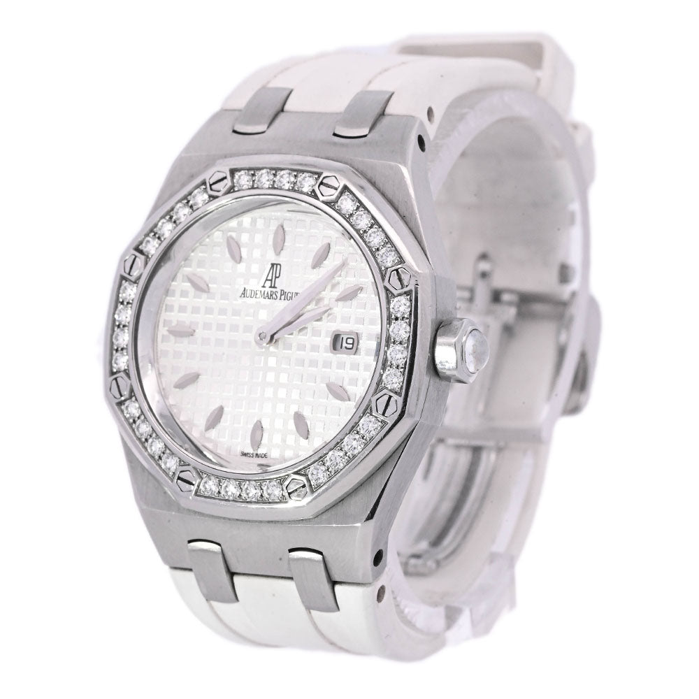 Audemars Piguet Ladies Royal Oak Stainless Steel 33mm Silver Stick Dial Watch Reference# 67621ST.ZZ.D012CR.02 - Happy Jewelers Fine Jewelry Lifetime Warranty