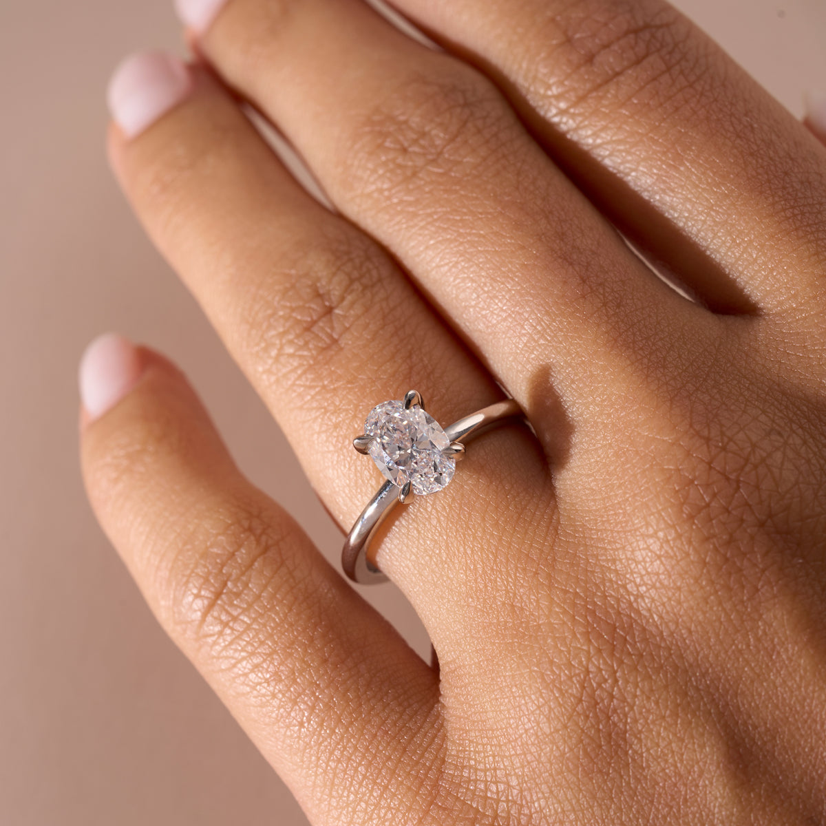 1.30 Oval Natural Diamond Engagement Ring with Solitaire Band