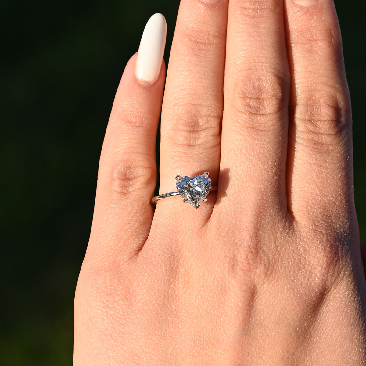 2.57 Carat Heart Lab Grown Diamond Engagement Ring with Hidden Halo - Happy Jewelers Fine Jewelry Lifetime Warranty