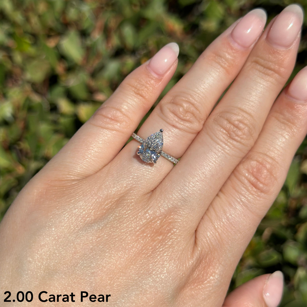 Pear Lab Diamond Engagement Ring with Signature Setting