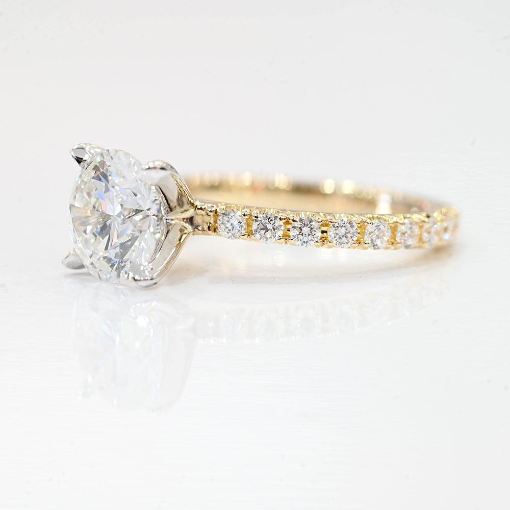 2.00-2.99 Carat Round Brilliant Cut Lab Grown Diamond Engagement Ring with Diamond Band - Happy Jewelers Fine Jewelry Lifetime Warranty